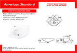 American Standard New Codie-C Corner Wall Hung Lavatory Basin Round Front Shape (0940-WT-O)