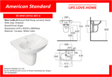 American Standard New Codie-R အဝိုင်းနံရံ Hung Lavatory Basin (0947/0741-WT-0)