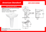 US Standard Cygnet Wall Hung Wash Basin (1511/711-WT-0)