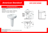 အမေရိကန် Standard Concept Sphere Wall Hung Wash Basin (0552/0742-WT-0)