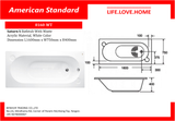 American Standard Saturn-S ရေချိုးကန် (8160-WT)