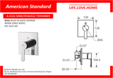 American Standard Seva-Shower Mixer Head Shower Valve Only (A-6522-500B)