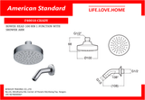 American Standard Shower Head 100 mm 1-function with Shower Arm (F40010-CHADY)