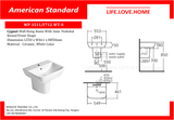 အမေရိကန် Standard Cygnet Wall Hung Wash Basin (1511/F712-WT-0)