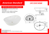 American Standard Neo Modern Countertop Wash Basin Oval Shape (WP-F633-WT)