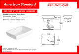 American Standard Milano Countertop Wash Basin စတုဂံပုံသဏ္ဍာန် (WP-F650-WT)