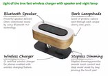 Wooden Lamp with Bluetooth Speaker & Wireless Phone Charger