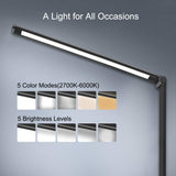 LED Desk Lamp with 5 Lighting Modes, Fast Wireless Charging, & USB Port