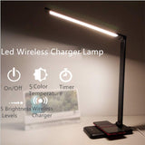 LED Desk Lamp with 5 Lighting Modes, Fast Wireless Charging, & USB Port