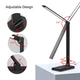 LED Desk Lamp with 5 Lighting Modes, Fast Wireless Charging, & USB Port